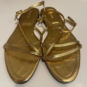 Massimo Dutti Metallic Gold‎ Sandals